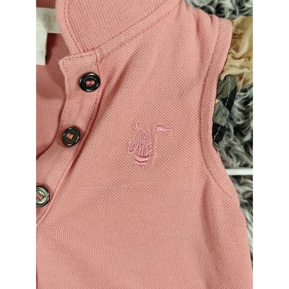 BURBERRY Polo Girls SZ 3M Nova Check Short Flutter Cap Sleeve Pink Round Collar - Picture 3 of 7